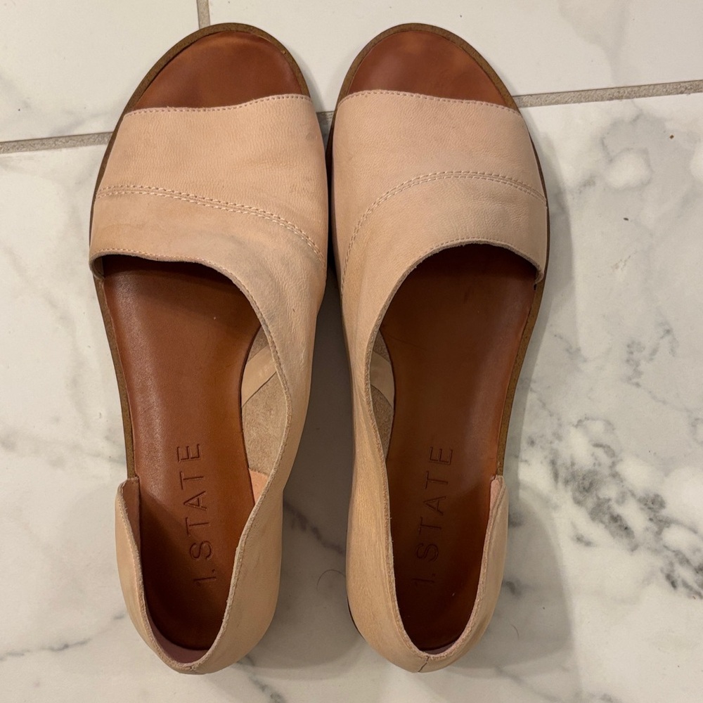 STATE Women's Cream Leather Flats